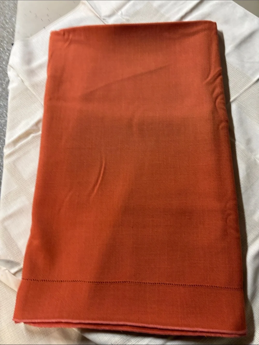 84” Long 64” Wide Solid Burnt Orange Tablecloth / Fabric